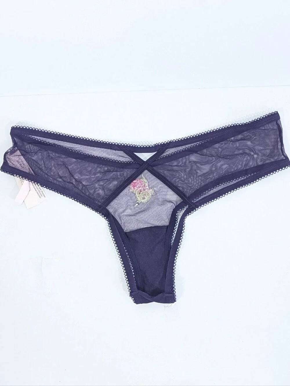 Victoria's Secret Open Back Panty Medium Women Sheer Cheeky snake floral VS